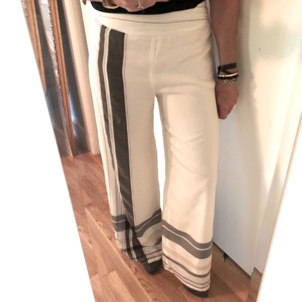 Babette Wide Leg Silk Striped Pants